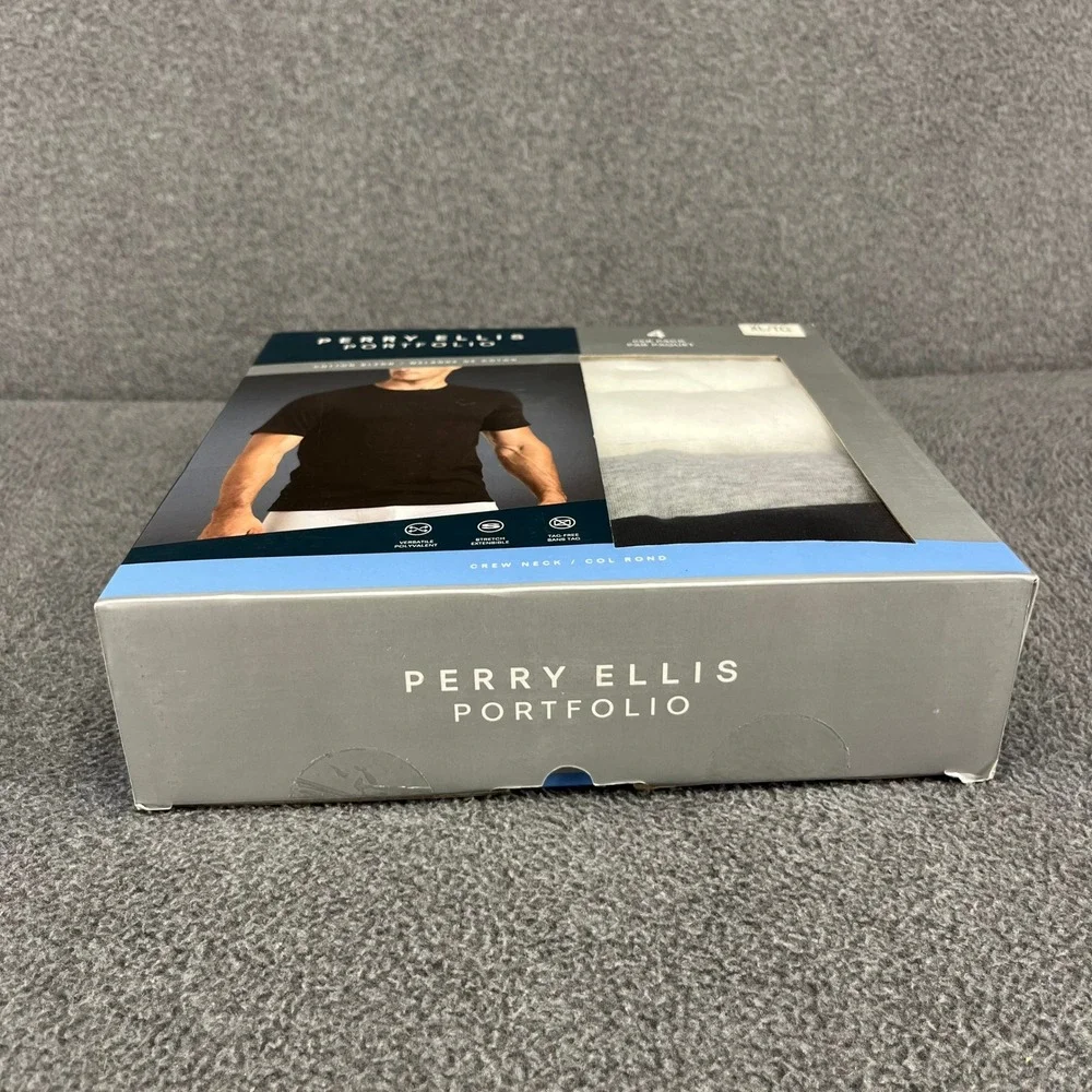 Perry Ellis Portfolio Undershirts Mens XL Multi Crew Neck 4 Pack Cotton Stretch